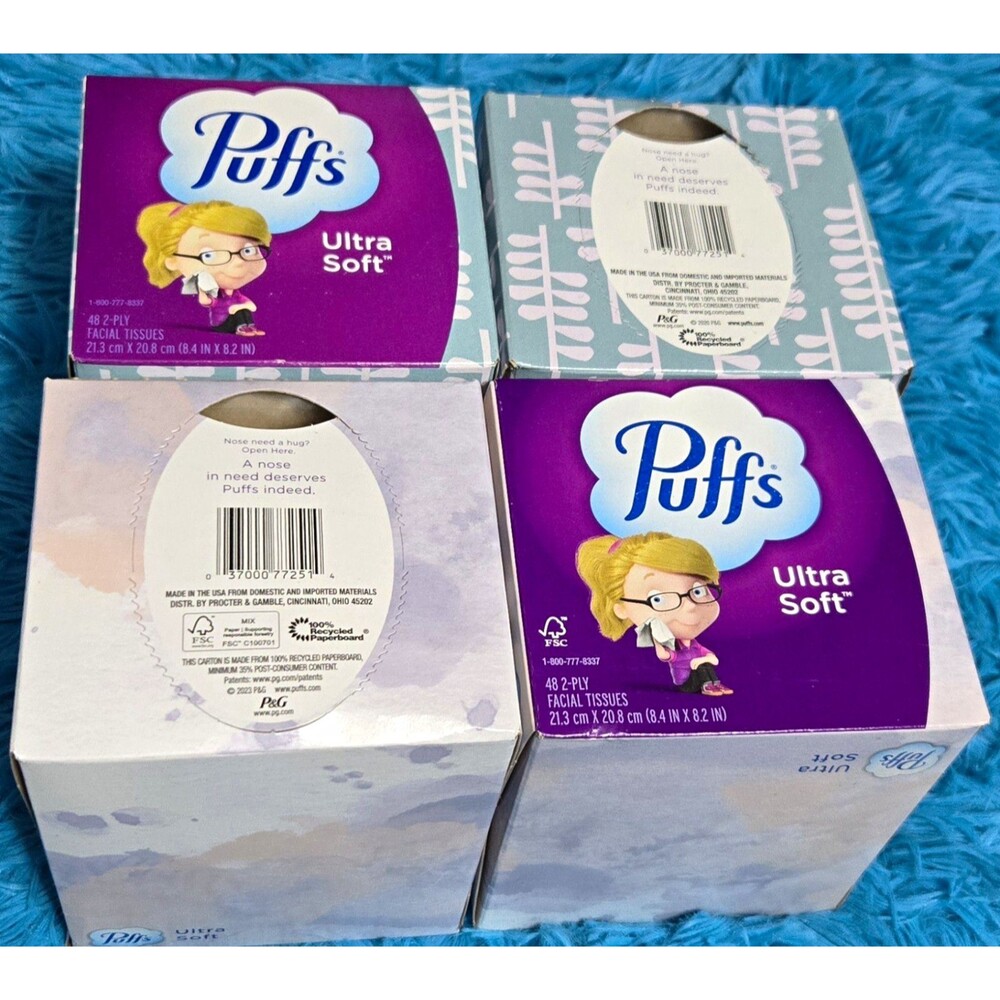 Puffs Ultra Soft 2-Ply Facial Tissue Box, 48 Sheets Each, 4-Pack White